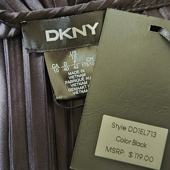 DKNY🔖NWT! Black Sleeveless Pleated Midi Dress - Size 10 - Picture 10 of 13